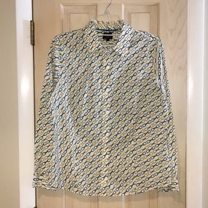 Talbots | Buckle Printed Button Down Blouse